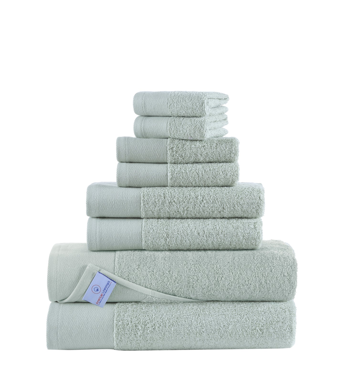 100% Turkish Cotton Bath Towels, 8 Piece Bundle, L.Green.