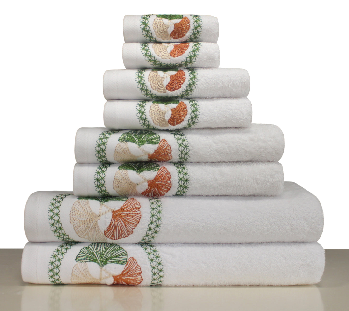 ASPEN Collection 100% Turkish Cotton Bath Towels, 8 piece Bundle, White.