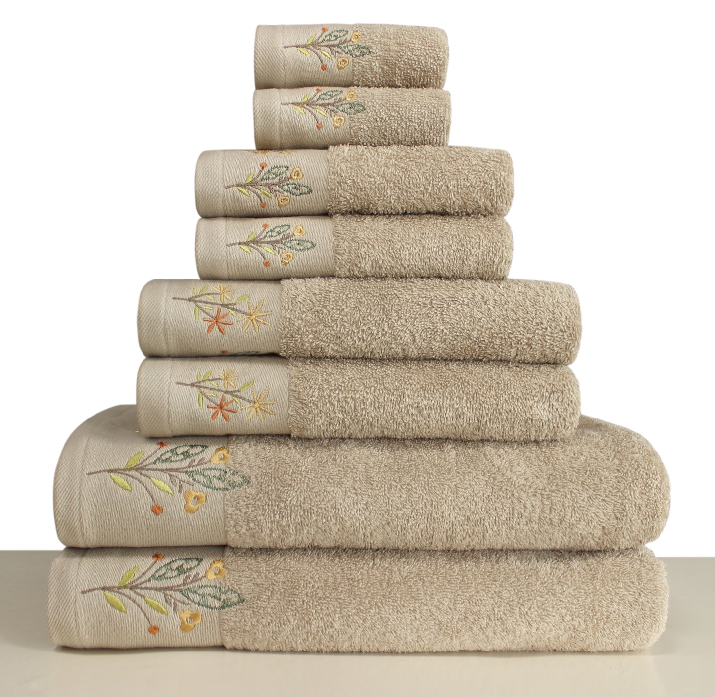 CORDELLA Collection 100% Turkish Cotton Bath Towels, 8 piece Bundle, Beige.