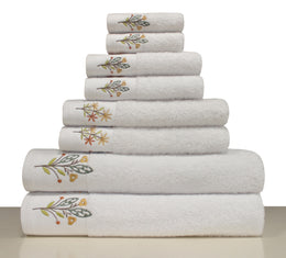 COREDELLA Collection 100% Turkish Cotton Bath Towels, 8 piece Bundle, White.