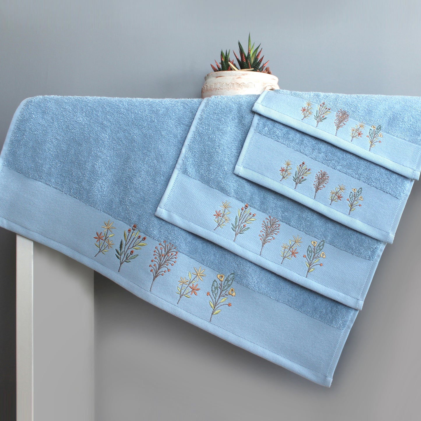 CORDELLA Collection 100% Turkish Cotton Bath Towels, 6 piece Bundle, Blue.