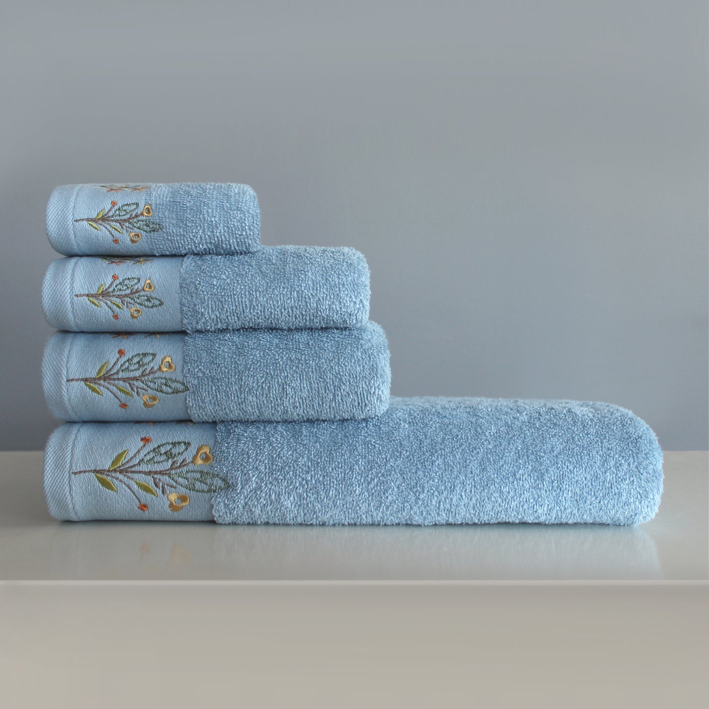 CORDELLA Collection 100% Turkish Cotton Bath Towels, 6 piece Bundle, Blue.