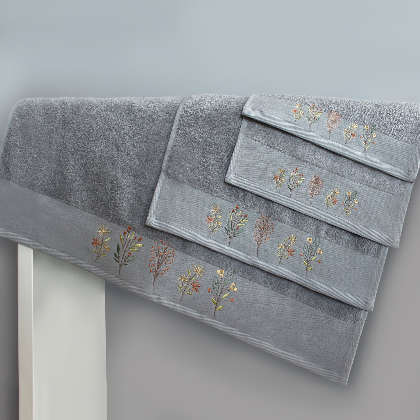 CORDELLA Collection 100% Turkish Cotton Bath Towels, 8 piece Bundle, Gray.