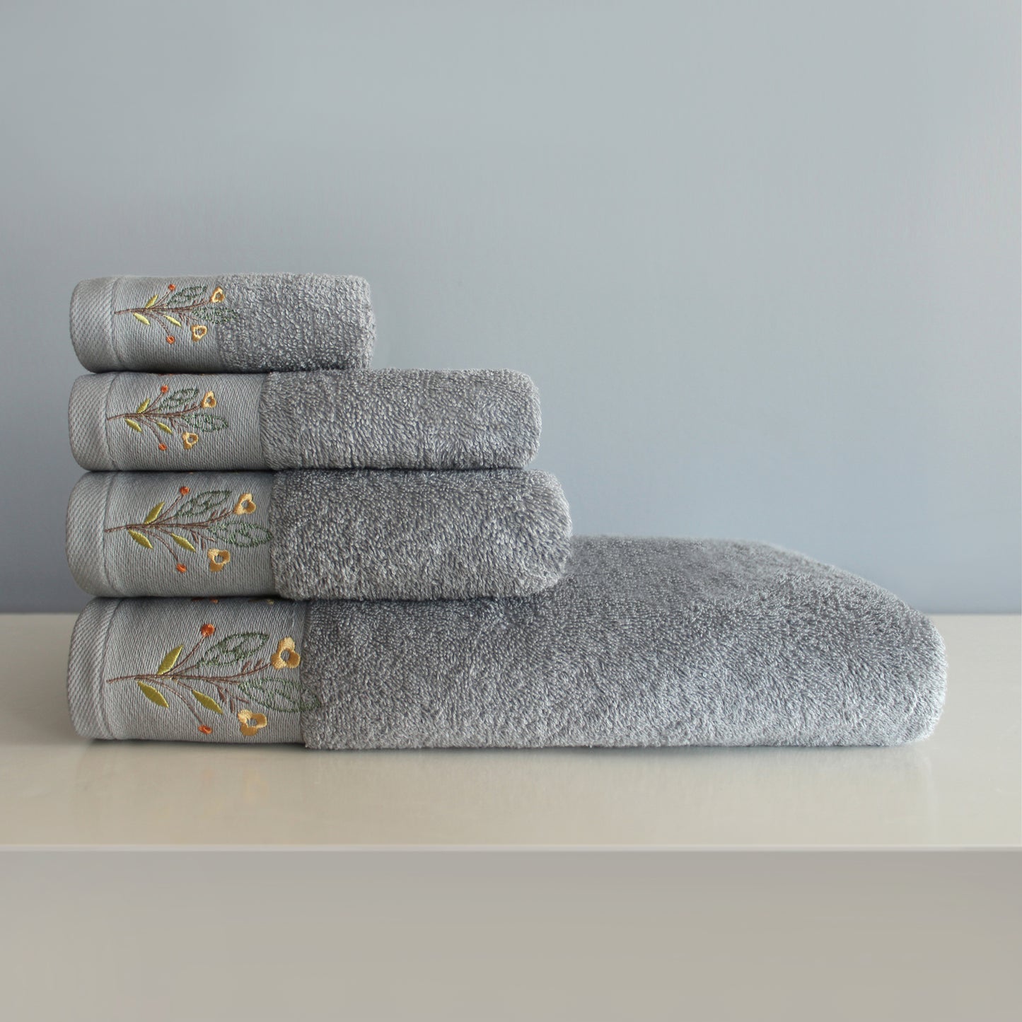 CORDELLA Collection 100% Turkish Cotton Bath Towels, 8 piece Bundle, Gray.