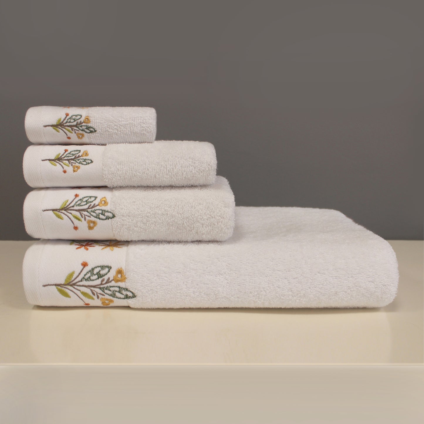 COREDELLA Collection 100% Turkish Cotton Bath Towels, 8 piece Bundle, White.