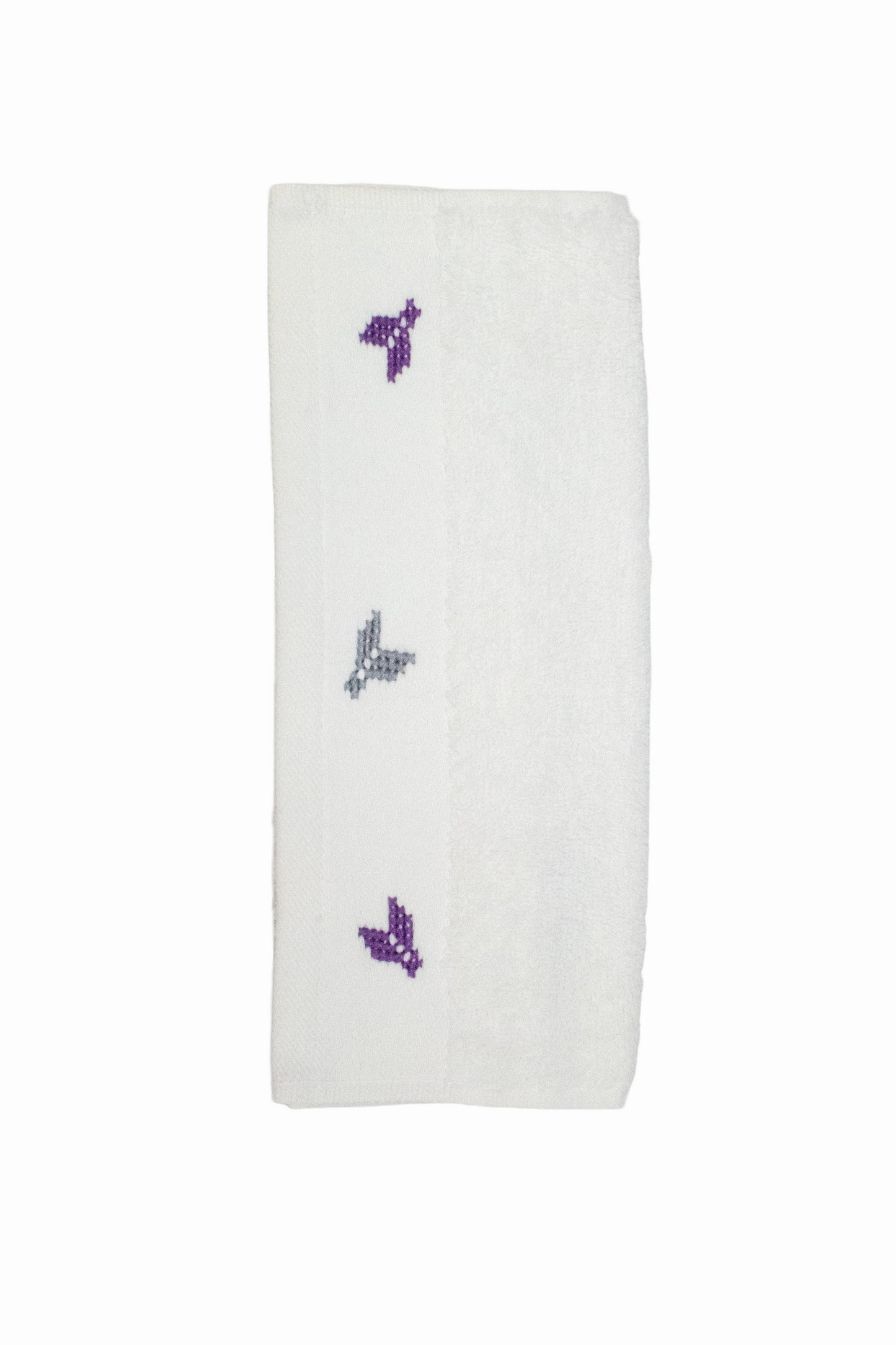 HAND EMBROIDERED Collection 100% Turkish Cotton Bath Towels, 8 piece Bundle, White.