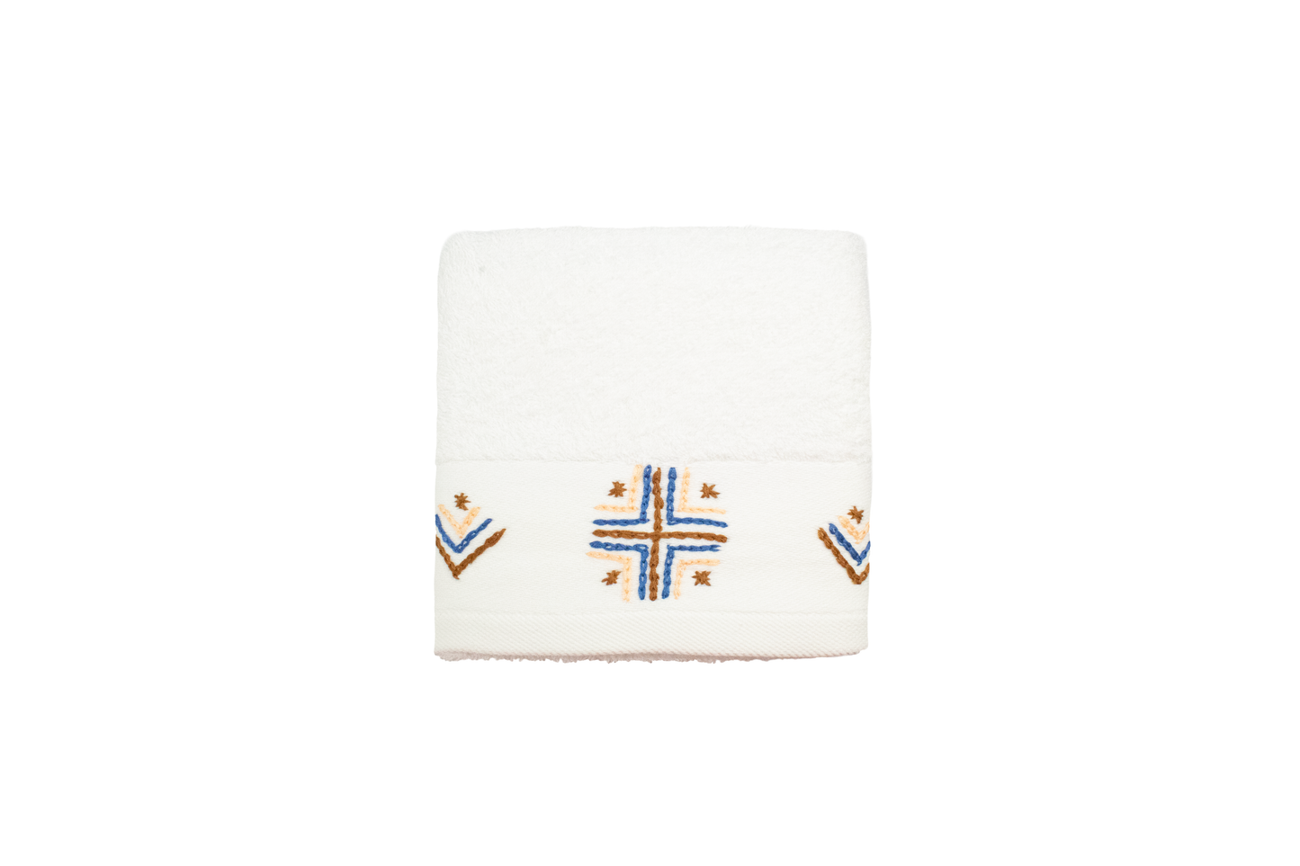 HAND EMBROIDERED Collection 100% Turkish Cotton Bath Towels, 8 piece Bundle, White.