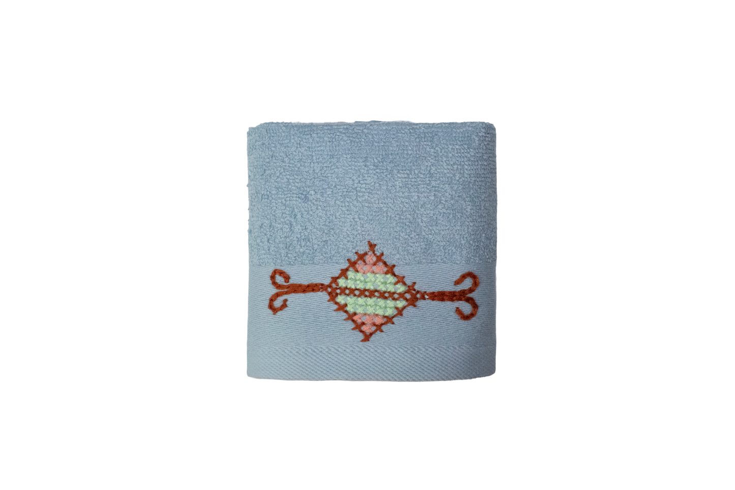 HAND EMBROIDERED Collection 100% Turkish Cotton Bath Towels, 8 piece Bundle, Blue.