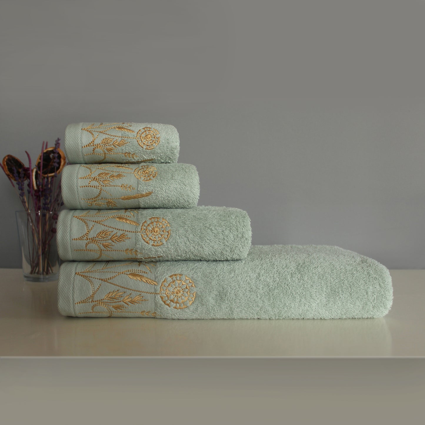 LEAVS Collection 100% Turkish Cotton Bath Towels, 6 piece Bundle, L Green.