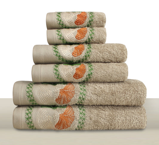 ASPEN Collection 100% Turkish Cotton Bath Towels, 6 Piece Bundle, Beige.