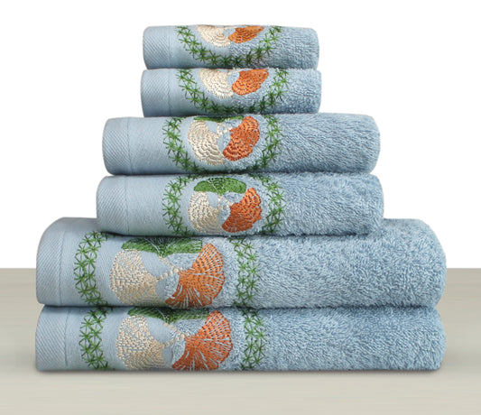 ASPEN Collection 100% Turkish Cotton Bath Towels, 6 Piece Bundle, Blue.