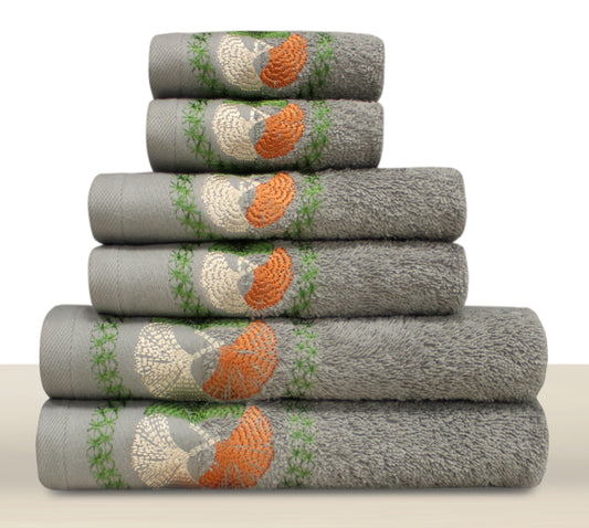 ASPEN Collection 100% Turkish Cotton Bath Towels, 6 Piece Bundle, Gray.