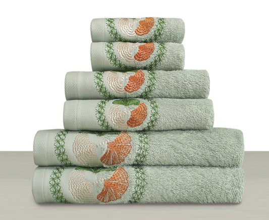 ASPEN Collection 100% Turkish Cotton Bath Towels, 6 Piece Bundle, L.Green.