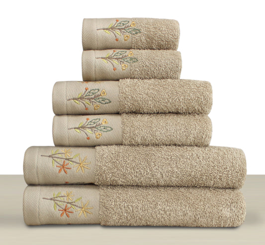 CORDELLA Collection 100% Turkish Cotton Bath Towels, 6 piece Bundle, Beige.