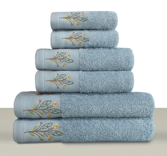 CORDELLA Collection 100% Turkish Cotton Bath Towels, 6 piece Bundle, Blue.