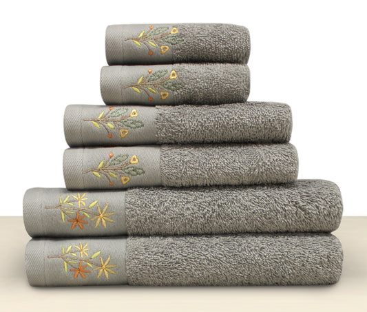 CORDELLA Collection 100% Turkish Cotton Bath Towels, 6 piece Bundle, Gray.