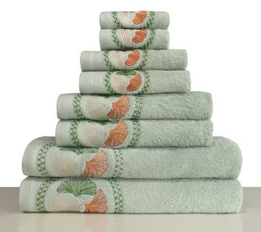 ASPEN Collection 100% Turkish Cotton Bath Towels, 8 piece Bundle, L.Green.