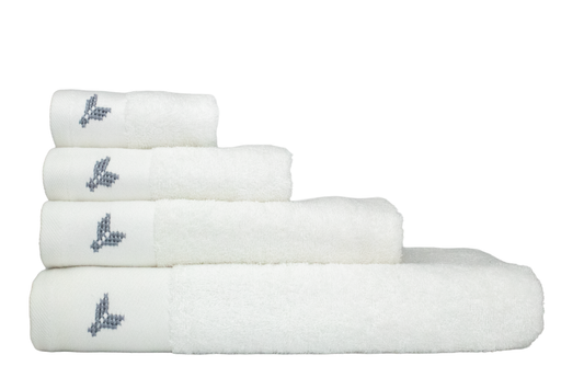 HAND EMBROIDERED Collection 100% Turkish Cotton Bath Towels, 8 piece Bundle, White.