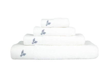 HAND EMBROIDERED Collection 100% Turkish Cotton Bath Towels, 8 piece Bundle, White.