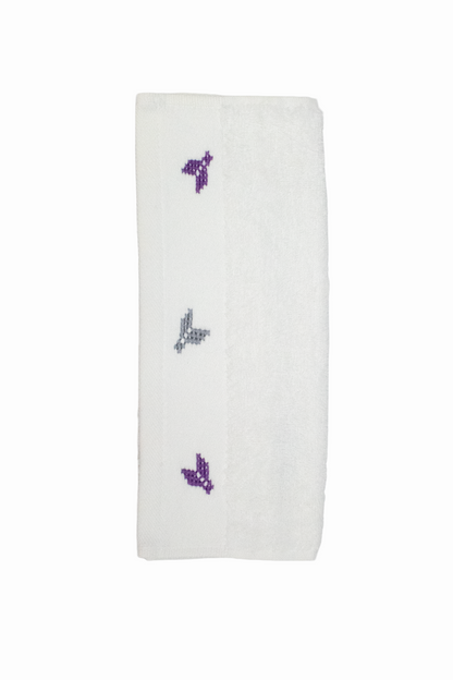 HAND EMBROIDERED Collection 100% Turkish Cotton Bath Towels, 8 piece Bundle, White.