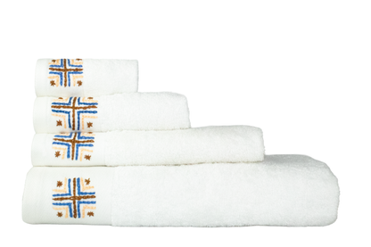 HAND EMBROIDERED Collection 100% Turkish Cotton Bath Towels, 8 piece Bundle, White.