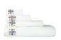 HAND EMBROIDERED Collection 100% Turkish Cotton Bath Towels, 8 piece Bundle, White.