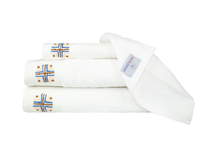 HAND EMBROIDERED Collection 100% Turkish Cotton Bath Towels, 8 piece Bundle, White.