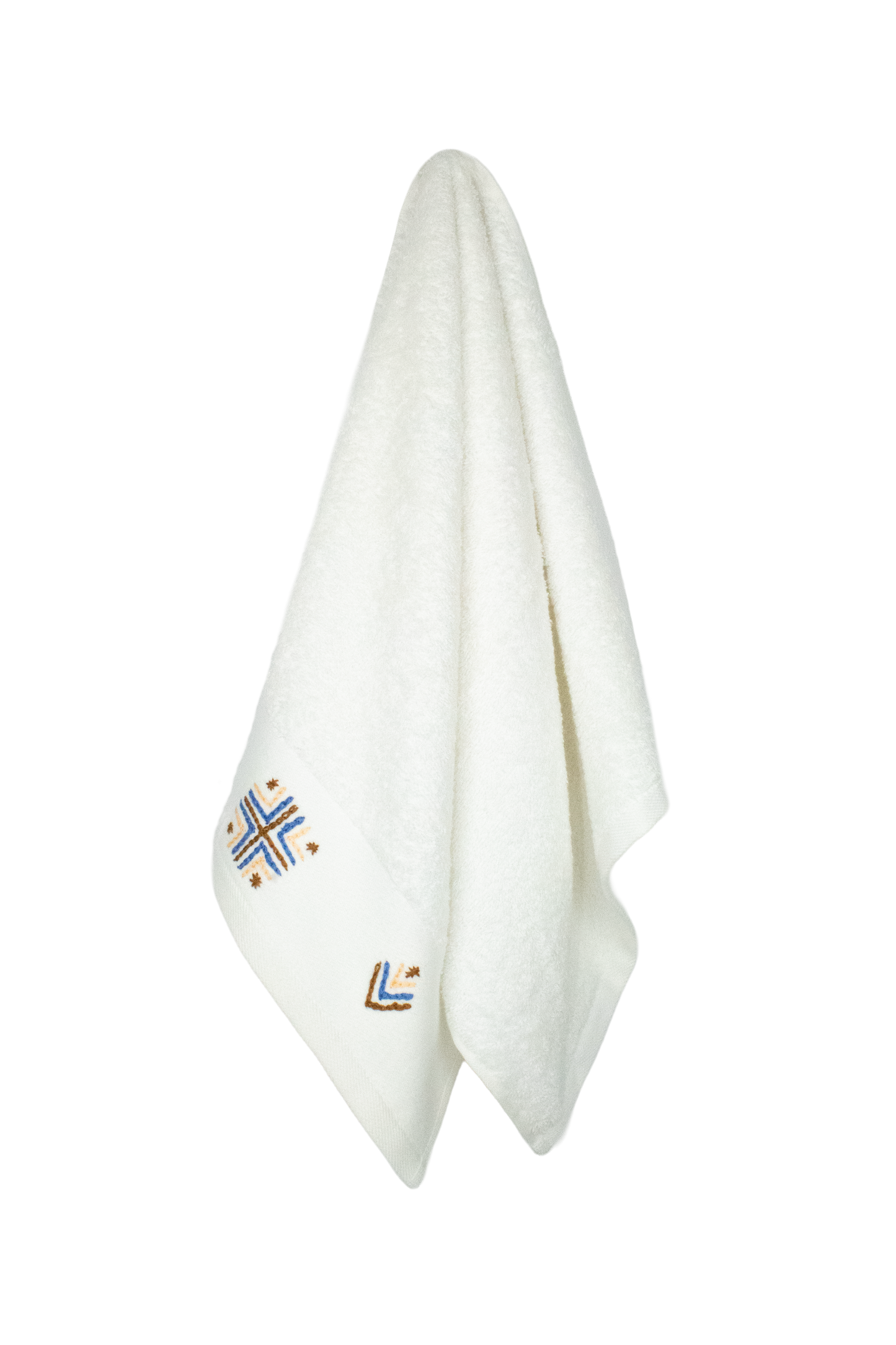 HAND EMBROIDERED Collection 100% Turkish Cotton Bath Towels, 8 piece Bundle, White.