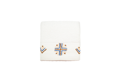 HAND EMBROIDERED Collection 100% Turkish Cotton Bath Towels, 8 piece Bundle, White.