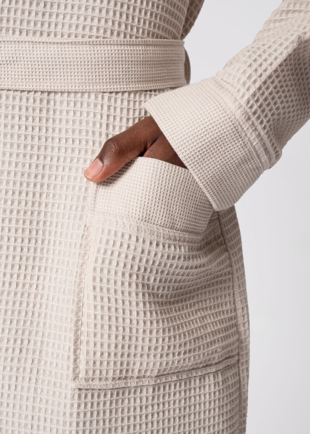 100% Turkish Cotton Waffle Robe, Beige