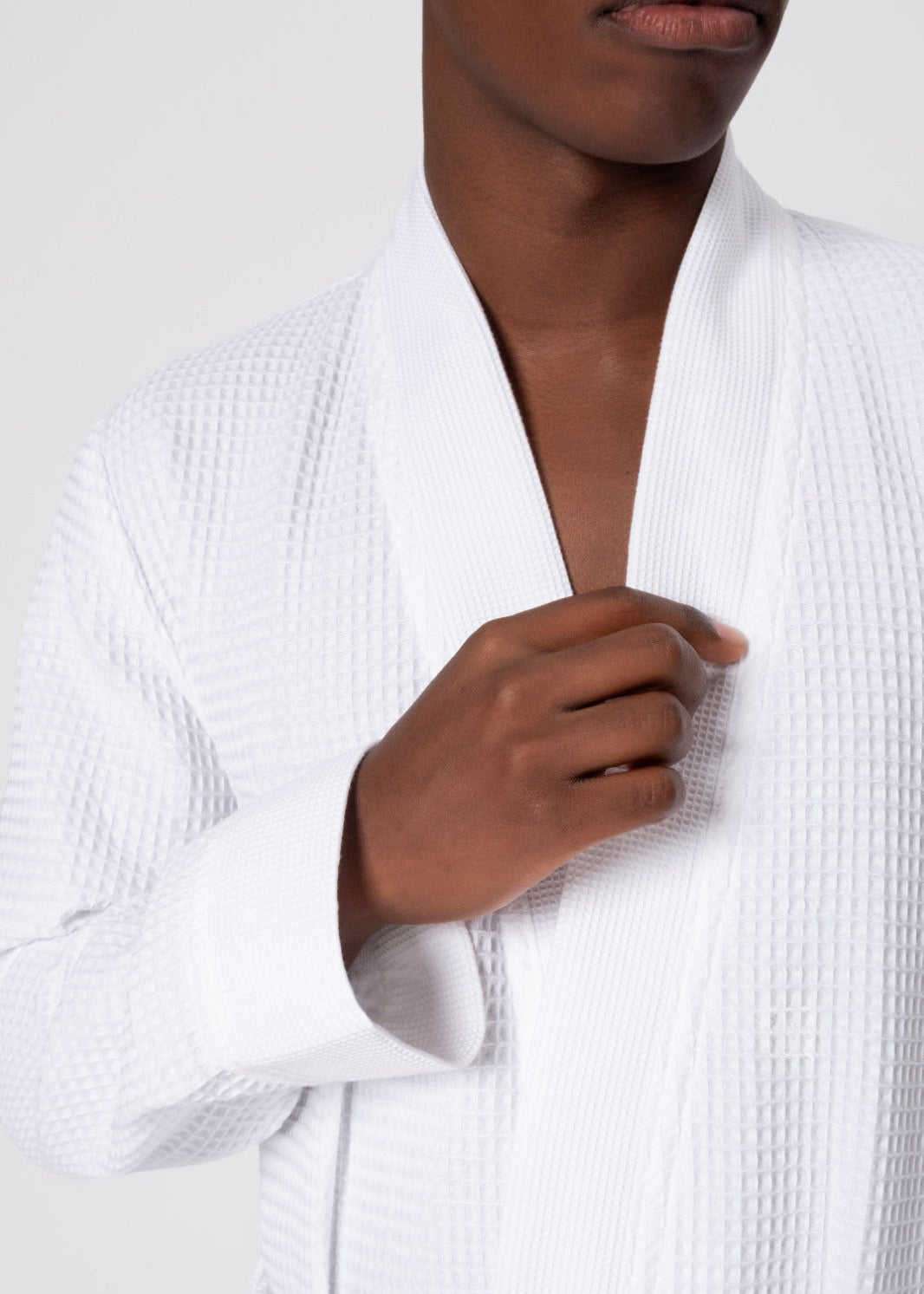 100% Turkish Cotton Waffle Robe, White