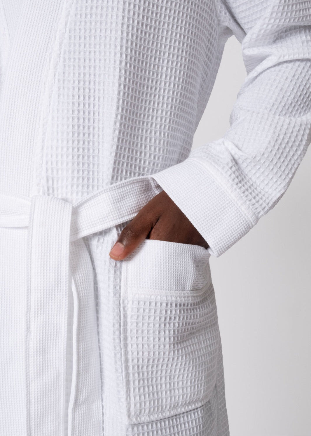 100% Turkish Cotton Waffle Robe, White