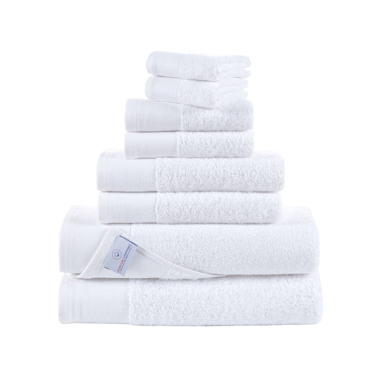 100% Turkish Cotton Bath Towels, 8 Piece Bundle, White.